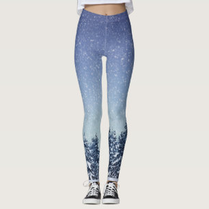Gefrorene Schnee-Winter-Waldszene Leggings