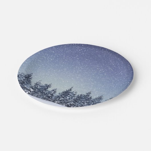 Gefrorene Schnee-Winter-Waldszene Pappteller (Schrägansicht)