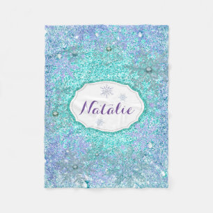 Gefrorene Schneeflocke-aquamariner blauer lila Fleecedecke
