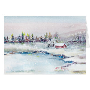 Gefrorene See-Kabinen-Aquarell-Malerei