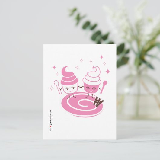 Gefrorene Yogurt-Schwestern Postkarte (Stehend Vorderseite)