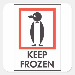 Gefrorenen Pinguin Behalten Lustiges Schild Quadratischer Aufkleber