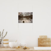 Gefrorener Bach mit Brücke Poster (Küche)