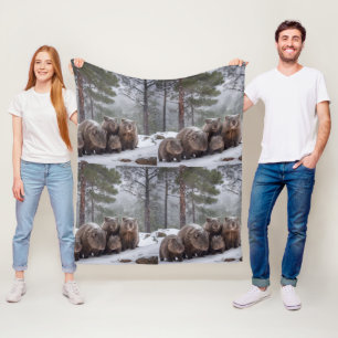 Gefrorener Bau: Australische Wombat-Familie Fleecedecke
