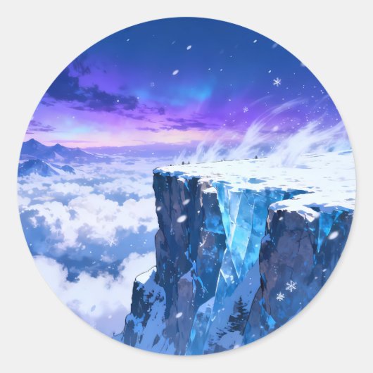 Gefrorener Berg Himmel Rund Aufkleber (Vorderseite)