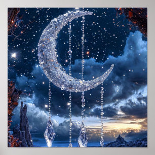Gefrorener Dekorativer Mond Fantasy-Eis-Glow Nacht Poster