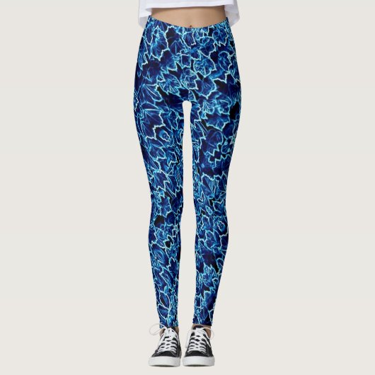 Gefrorener Efeu Blau Leggings (Vorderseite)