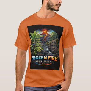 Gefrorener Feuerlava-Fels und Dschungel-Kunst T-Shirt