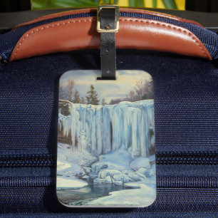 Gefrorener Wasserfall - Naturkunst im Impressionis Gepäckanhänger