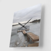 Gefrorenes Dock Quadratische Wanduhr (Winkel)