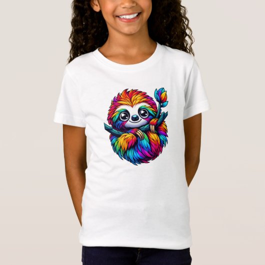 Gefrorenes Faultier in Rainbow Vibes T-Shirt (Vorderseite)