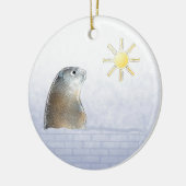 Gefrorenes Groundhog Keramik Ornament (Links)