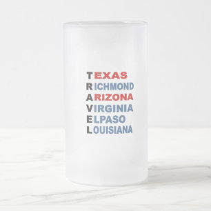 Gefrostete Glastasse TRAVEL USA Mattglas Bierglas