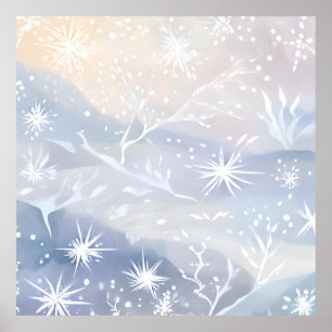 Gefrostetes Fenster   Schöne schneiende Winter Sze Poster