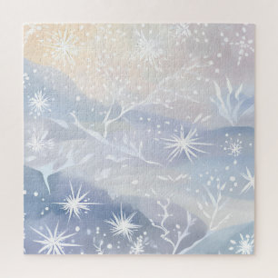 Gefrostetes Fenster Schöne schneiende Winter Sze Puzzle