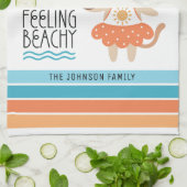 Gefühl Beachy Sun Waves Tropische Streifen Geschirrtuch (Gefaltet)