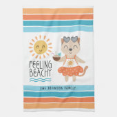 Gefühl Beachy Sun Waves Tropische Streifen Geschirrtuch (Vertikal)