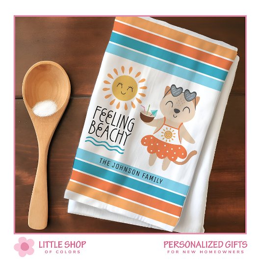 Gefühl Beachy Sun Waves Tropische Streifen Geschirrtuch