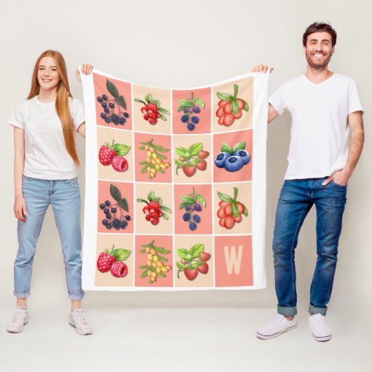 GEFÜHL BERRY GUOD Erdbeere Berries MONOGRAM Fleecedecke (Beispiel)