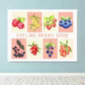 GEFÜHL BERRY GUTE, individuell anpassbare Erdbeere Leinwanddruck (Insitu (Holzboden))