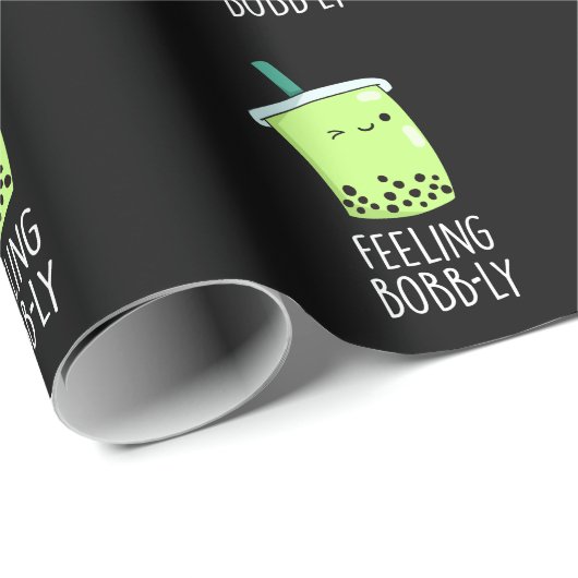 Gefühl Bobb-ly Funny Boba Tea Pun Dark BG Geschenkpapier (Rolleneckpunkt)