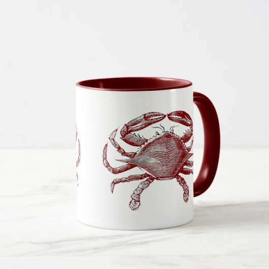 Gefühl Crabby Roter Stift Krebs Kunst Tasse (VorderseiteRechts)