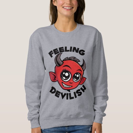 Gefühl Devilish Niedlich lächelnd Teufel Sweatshirt (Vorderseite)