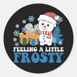 Gefühl ein wenig Frosty Snowman Weihnachten Schnee Runder Aufkleber