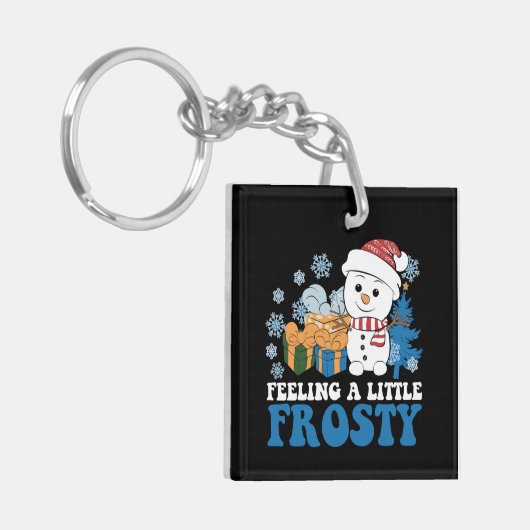 Gefühl ein wenig Frosty Snowman Weihnachten Schnee Schlüsselanhänger (Vorderseite links)