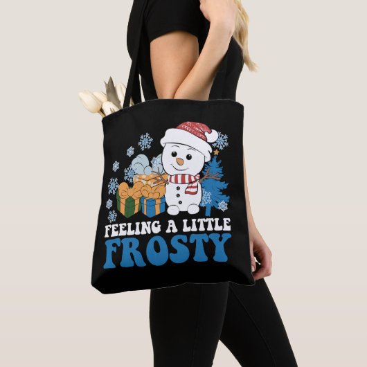Gefühl ein wenig Frosty Snowman Weihnachten Schnee Tasche (Von Nahem)