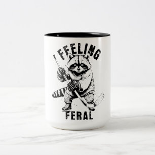 Gefühl Feral Funny Feral Raccoon Hockey Zweifarbige Tasse