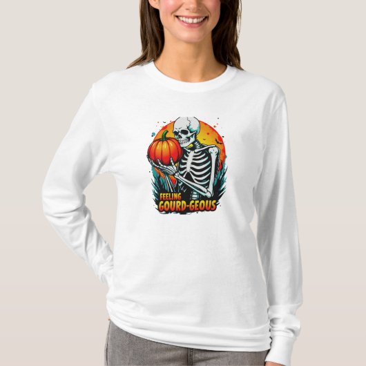 'Gefühl Gourd-geous' Skeleton Hand Halloween T-Shi T-Shirt (Vorderseite)
