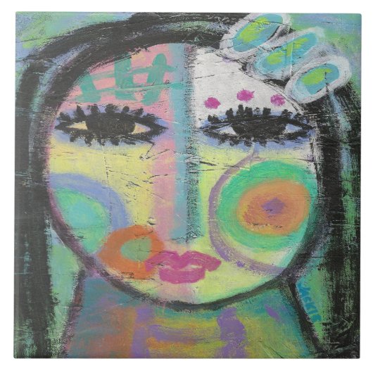 Gefühl Groovy Abstrakte Acrylmalerei auf OSB Fliese (Vorderseite)