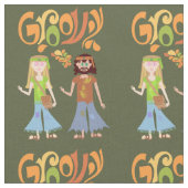 Gefühl Groovy Illustriert Seventies Cartoon Stoff (Nahaufnahme)