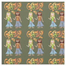 Gefühl Groovy Illustriert Seventies Cartoon Stoff