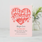 Gefühl Groovy Retro Bridal Dusche Einladung (Stehend Vorderseite)