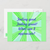Gefühl gut, Gefühl großartig, Bejahung Postkarte (Vorne/Hinten)