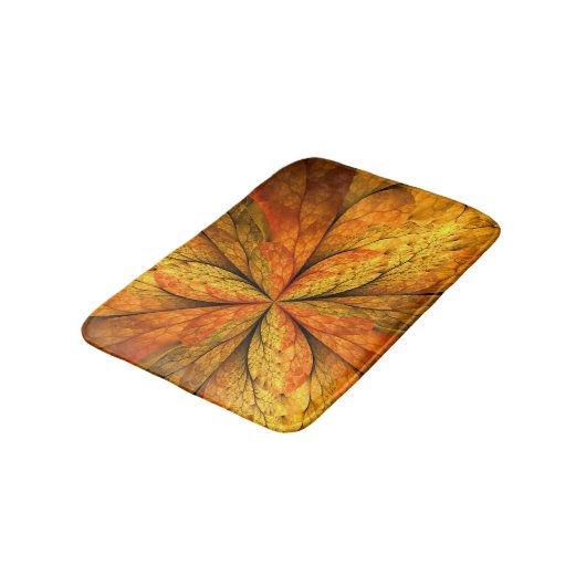 Gefühl Herbst, Modernes Abstraktes Fraktal Blume Badematte (Schrägansicht)