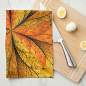 Gefühl Herbst, Modernes Abstraktes Fraktal Blume Geschirrtuch (Viertel Falte)