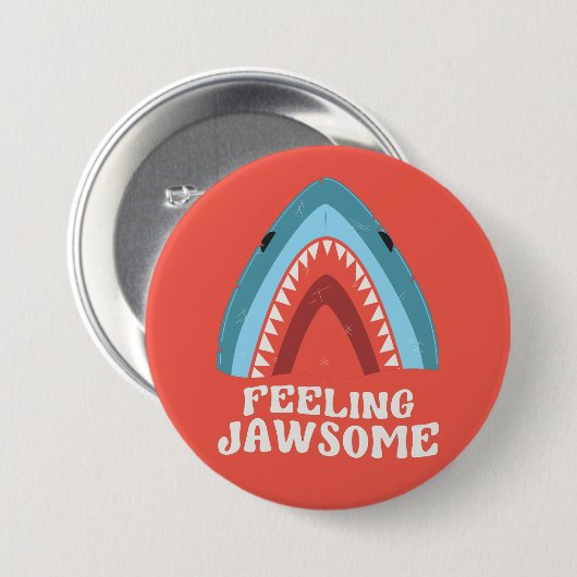 Gefühl Jawsome Shark Funny Summer Puns Button (Vorne & Hinten)