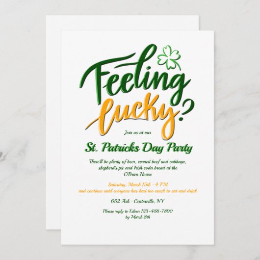 Gefühl Lucky? Einladung zum St. Patrick's Day (Vorne/Hinten)