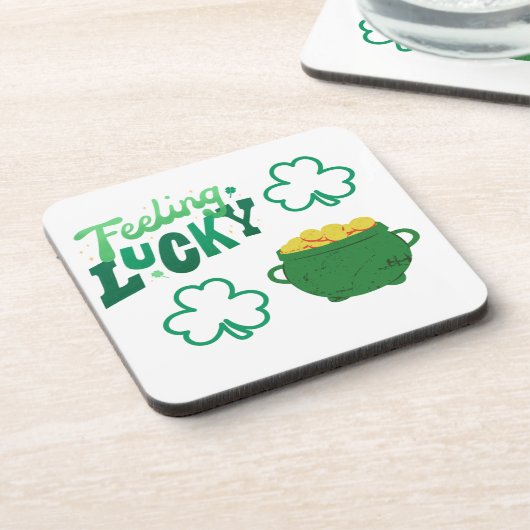 Gefühl Lucky mit einem Gold-Pot Getränkeuntersetzer (Linke Seite)