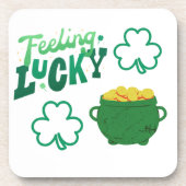 Gefühl Lucky mit einem Gold-Pot Getränkeuntersetzer (Vorderseite)