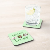 Gefühl Lucky St Patricks Day Dog Faces Getränkeuntersetzer (Rechte Seite)