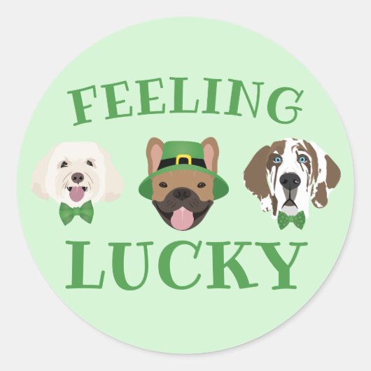 Gefühl Lucky St Patricks Day Dog Faces Runder Aufkleber (Vorderseite)
