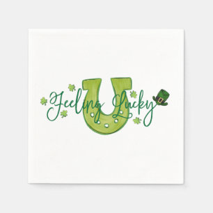 Gefühl Lucky St. Patrick's Day Horseshoe Kleeblatt Serviette