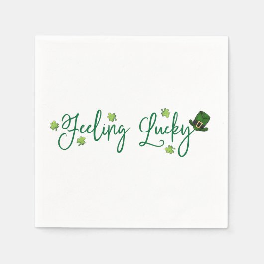 Gefühl Lucky St. Patrick's Day Kleeblatt Hat Serviette (Vorderseite)