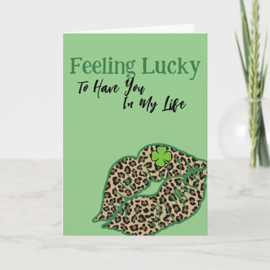 Gefühl Lucky St. Patrick's Day Leopard Green Card Dankeskarte (Vorderseite)