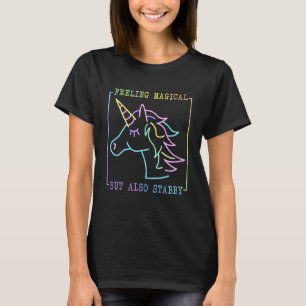 Gefühl Magie, aber auch Stabby Einhorn Regenbogen T-Shirt