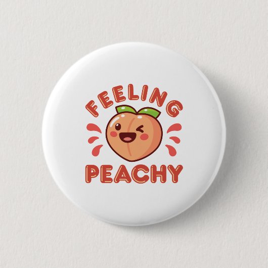 Gefühl Peachy Peach Fruit Happy Kawaii Button (Vorderseite)